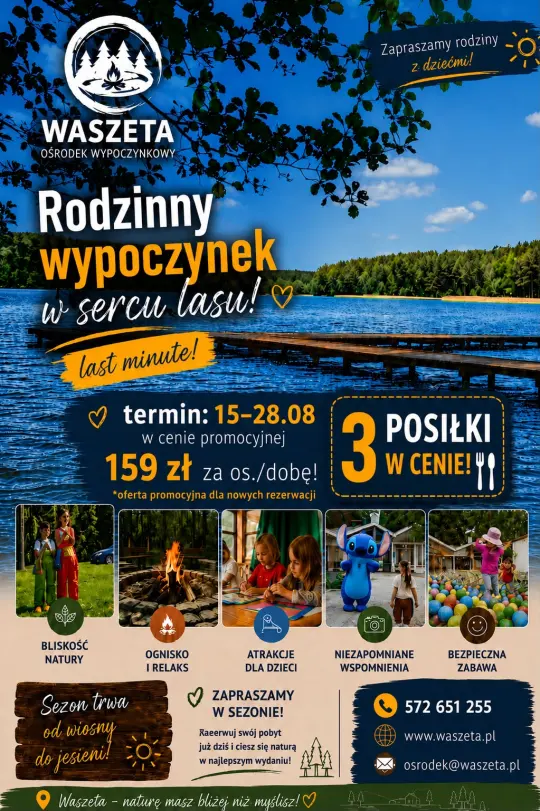 Oferta specjalna Ośrodka Wypoczynkowego Waszeta